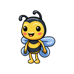 Cute little bee cartoon standing