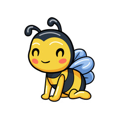Cute little bee cartoon sitting