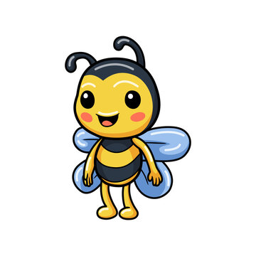 Cute little bee cartoon standing