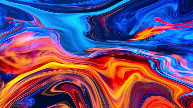3840x2160. Colorful abstract liquid marble texture, fluid art. Very nice abstract red blue design swirl background Video. 3D Animation.
