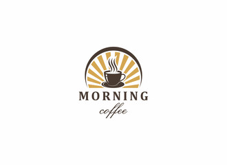 morning coffee logo template in white background