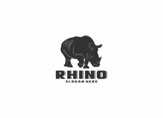 rhino logo template vector in white background