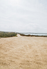 Parking lot and road at Vivonne Bay point on kangaroo Island, South Australia