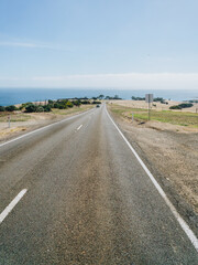Portrait of road toward Penneshaw lookout on Kangaroo Island, South Australia