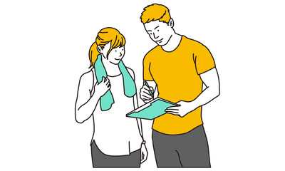 トレーニングのアドバイスをするパーソナルトレーナー