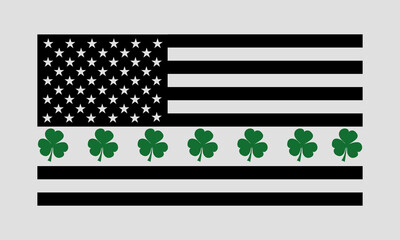 St Patrick's Day USA Flag SVG, Shamrock Svg, St Patrick's Day Vector and Clip Art