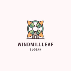 Windmill leaf logo design template