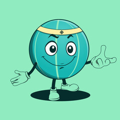 Obraz premium Basketball cartoon character with face expression. Happy expression. Vector illustration.