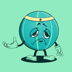 Basketball cartoon character with face expression. Vector illustration.