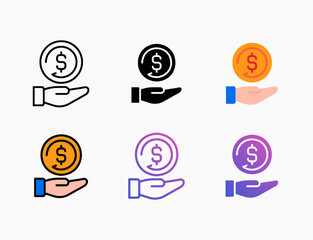 Icon cashback icon set. Style line, outline, flat, glyph, color, gradient. Editable stroke and pixel perfect. Can be used for digital product, presentation, print design and more.