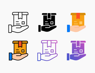 Delivery shipping icon set with different style. Style line, outline, flat, glyph, color, gradient. Editable stroke and pixel perfect. Can use for digital product, presentation, print design and more.