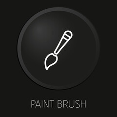 Paint brush minimal vector line icon on 3D button isolated on black background. Premium Vector.