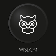 Wisdom  minimal vector line icon on 3D button isolated on black background. Premium Vector.