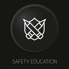 Safety education minimal vector line icon on 3D button isolated on black background. Premium Vector.