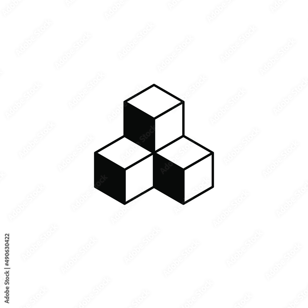 Poster Modern cube blockchain logo design concept. Fintech logomark illustration. Can representing program, ai, system, security, tech, creative, code, vpn.