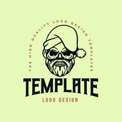 christmas skull template logo. vector