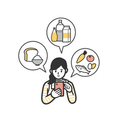 携帯で買い物をする女性