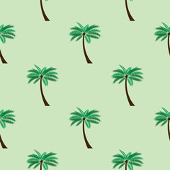Fototapeta na wymiar Seamless Pattern Background with Palm Illustration