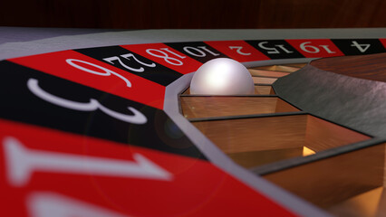 Obraz premium Casino roulette with closeup the white ball.3d render 