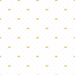 Abstract Seamless pattern with king, princess crowns. Illustration © olegganko