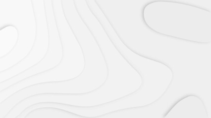 Abstract Topographic Contour Line Pattern in Black and White. White paper cut background. Abstract realistic paper cut decoration with curve dynamic overlap shapes layers. 