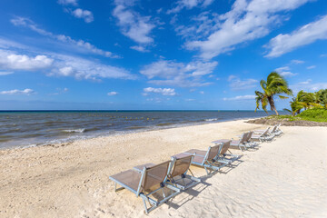 Beaches, playas, and hotels of Cozumel island, tourism and vacation destination on Mayan riviera.