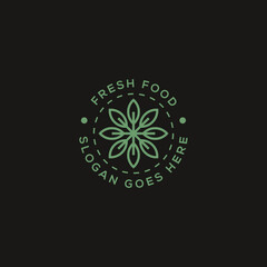 simple outline fresh food logo design inspiration, organic food logo creative design vectors template