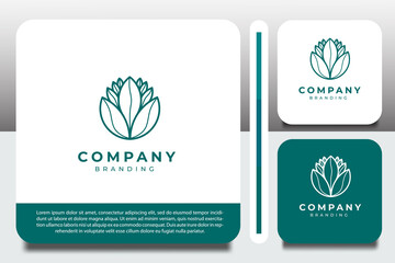 logo design template, with flower buds and leaves icon