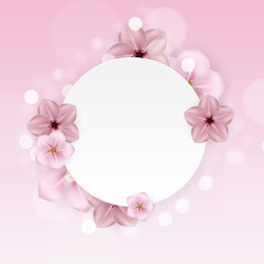 Realistic beautiful 3d sprind and summer pink flower background. Illustration