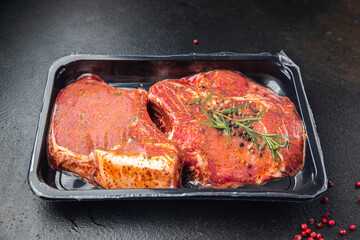 raw steak pork meat beef lamb fresh meal food diet snack on the table copy space food background 