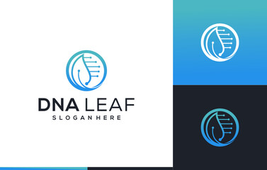 elegant biology DNA leaf logo design