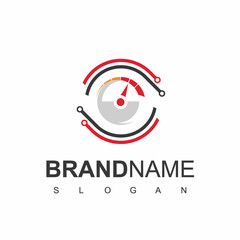 Car Drive Logo Template, Speedometer, Racing Team And Garage Icon