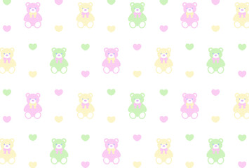 Obraz premium seamless pattern with pastel colored teddy bears and hearts for banners, cards, flyers, social media wallpapers, etc.
