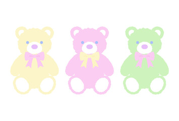 Obraz premium vector background with set of pastel colored teddy bears for banners, cards, flyers, social media wallpapers, etc.