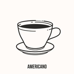 Coffee Americano, Coffee label, Coffee badge, Coffee logo design