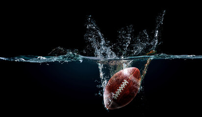 Football ball in water . Mixed media