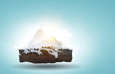 Winter in mountains . Mixed media