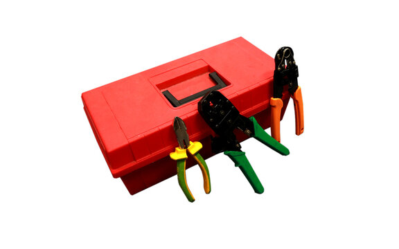 Photo of a red toolbox full of tools for workers