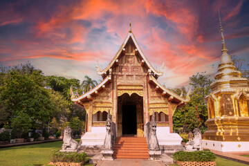 Fototapeta premium Wat Phra Singh or Phar Singh temple, Chiang Mai, Thailand.