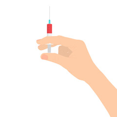 Hand holds a syringe with a vaccine. Vaccination Concept. Illustration