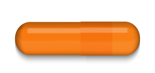 Red Medical pill on white background. Virus capsule. The medicine. Illustration.