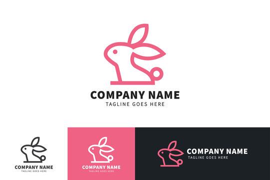 Rabbit or Bunny vector logo template and animal icon design. Cute cartoon rabbit or bunny illustration.