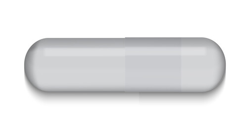 Gray Medical pill on white background. Virus capsule. The medicine. Illustration.