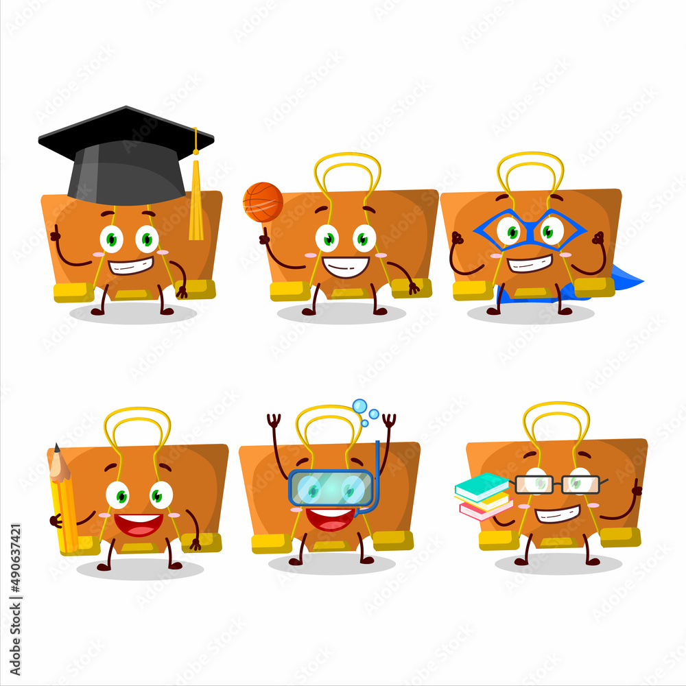 Canvas Prints School student of orange binder clip cartoon character with various expressions