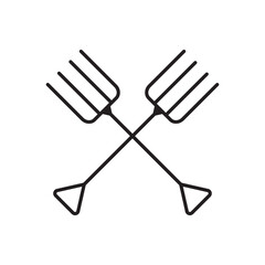 Pitchfork, simple gardening icon in trendy line style isolated on white background for web apps and mobile concept. Illustration