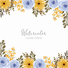 rose petal floral arrangement watercolor square frame