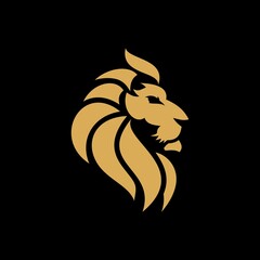Lion Head Logo Vector. Gold Lion Logo. Wild Lion Logo Vector.  Premium king animal sign. Vector illustration, Gold Lion Logo Designs Vector.