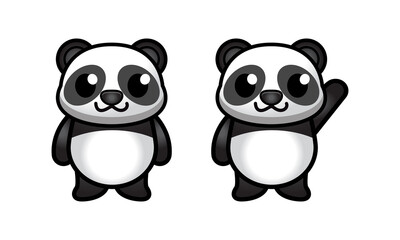 cute panda standing, vector illustration