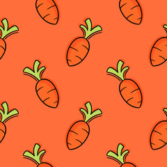 carrot vegetable hand drawn seamless pattern color version