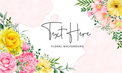 floral background design with blooming flower watercolor